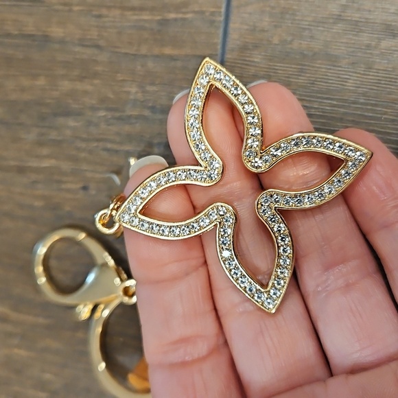 Louis Vuitton Tan Leather Bag Tag On Unbranded Keychain/ Bag Charm - Picture 5 of 7